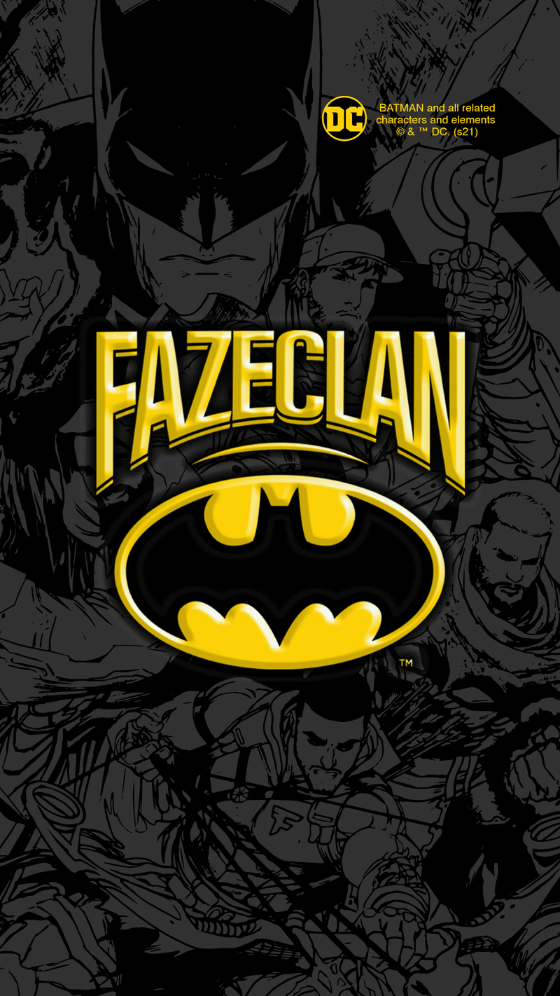 FaZe Clan, Batman-Logo, Gelb, Dunkler Hintergrund, DC, HD, Sperrbildschirm fürs iPhone