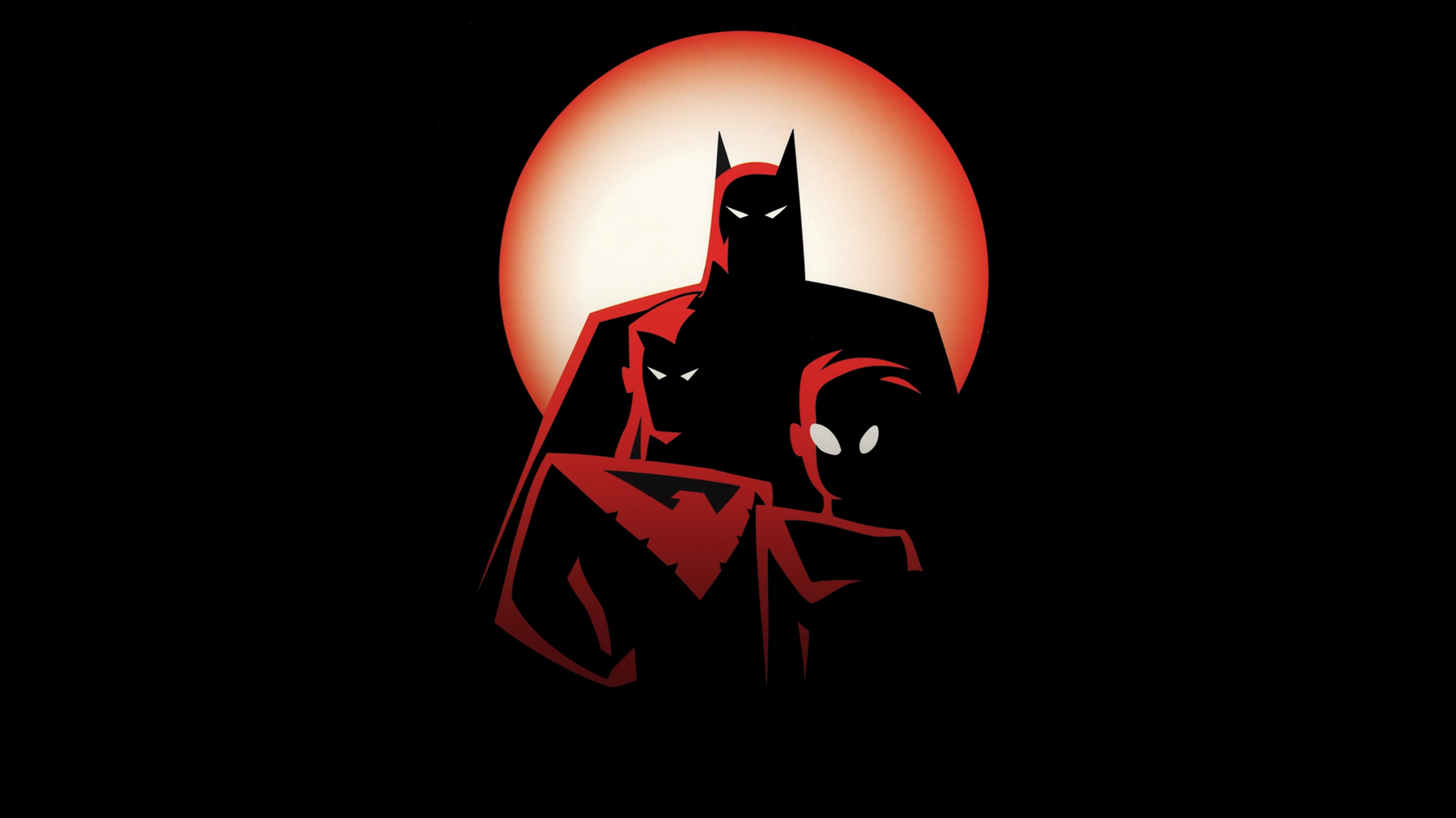 Batman, Roter Mond, Silhouetten, Minimalismus, Comic-Stil, 3840x2160, PC-Hintergrundbild