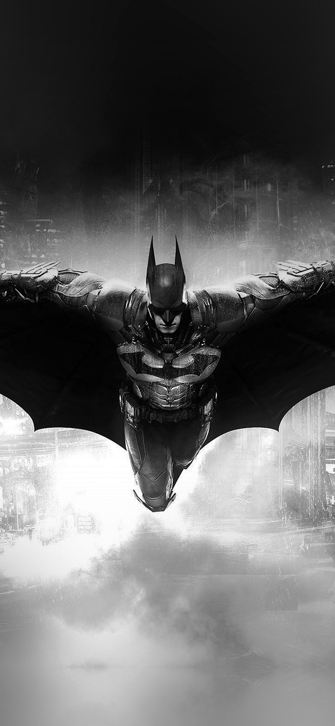 Batman, Gleitflug, Wolken, Schwarz-Weiß, Fledermaus-Form, Full HD, Handy-Hintergrund