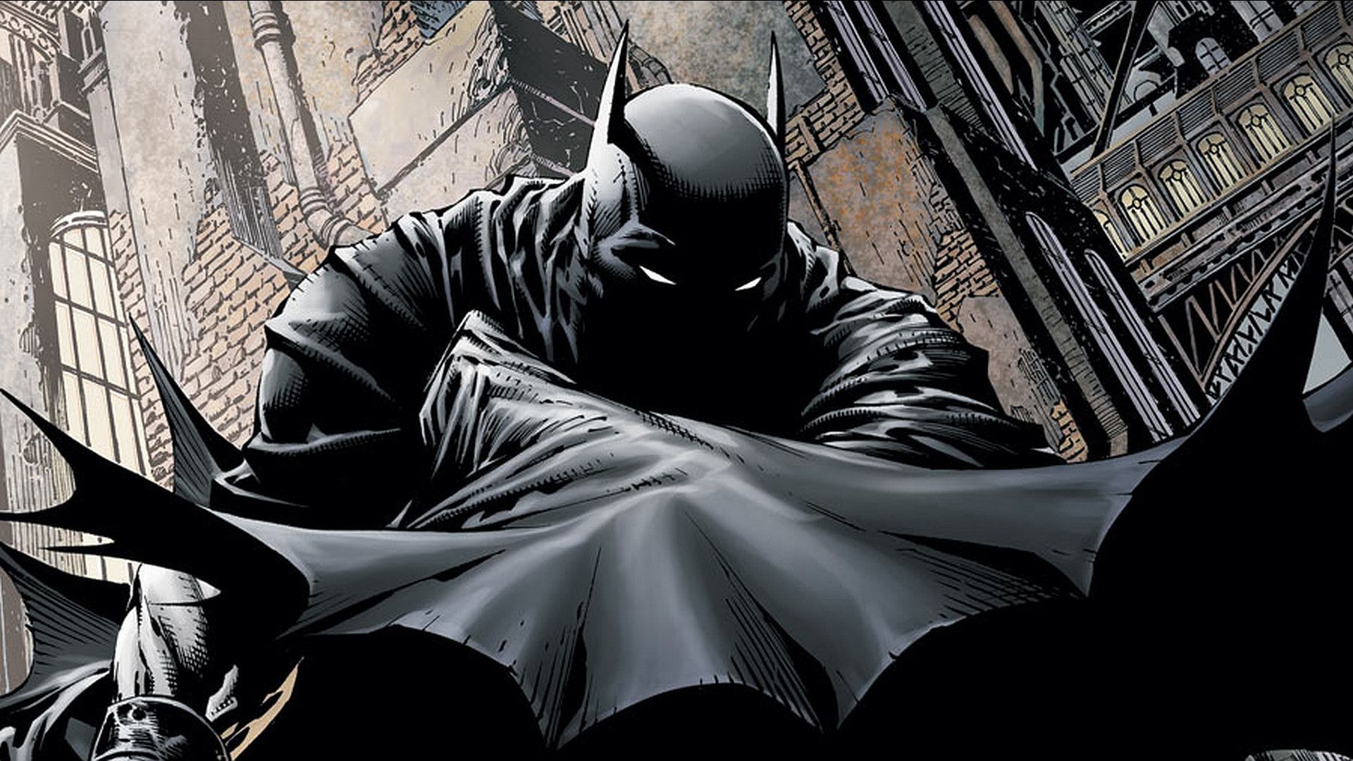 Batman, DC Comics, Umhang, Gotham City, Comic-Zeichnung, Full HD, PC-Hintergrundbild