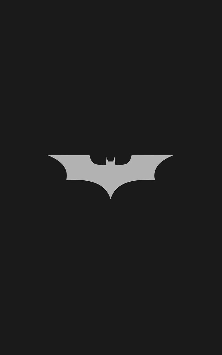 Batman, Fledermaus-Logo, Grauer Hintergrund, Minimalismus, Sperrbildschirm fürs iPhone