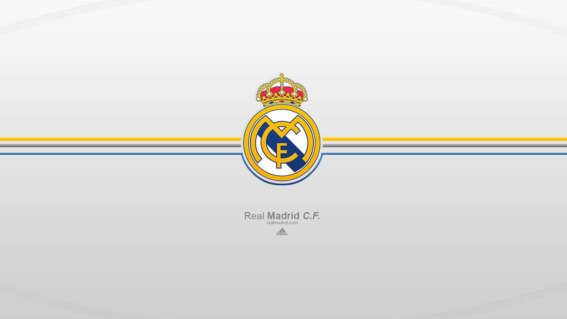 Real Madrid, Wappen, Weißer Hintergrund, Goldene Linien, Minimalistisch, Full HD Wallpaper