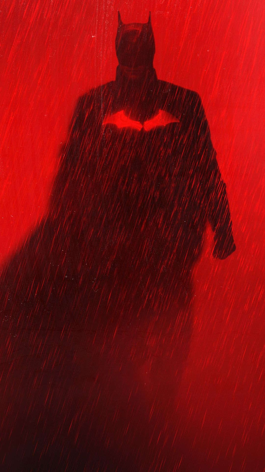 The Batman, Batman, Roter Hintergrund, Regen, Silhouette, Sperrbildschirm fürs iPhone