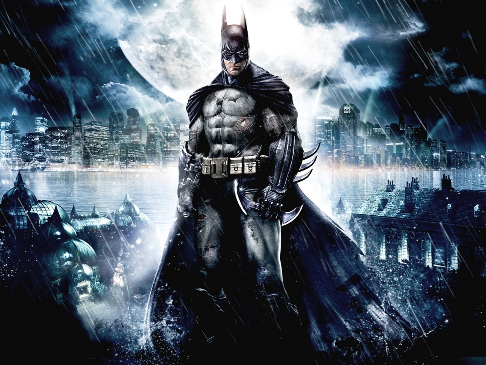 Batman: Arkham Asylum, Batman, Gotham City, Mond, Videospiel, HD, iPad-Hintergrundbild