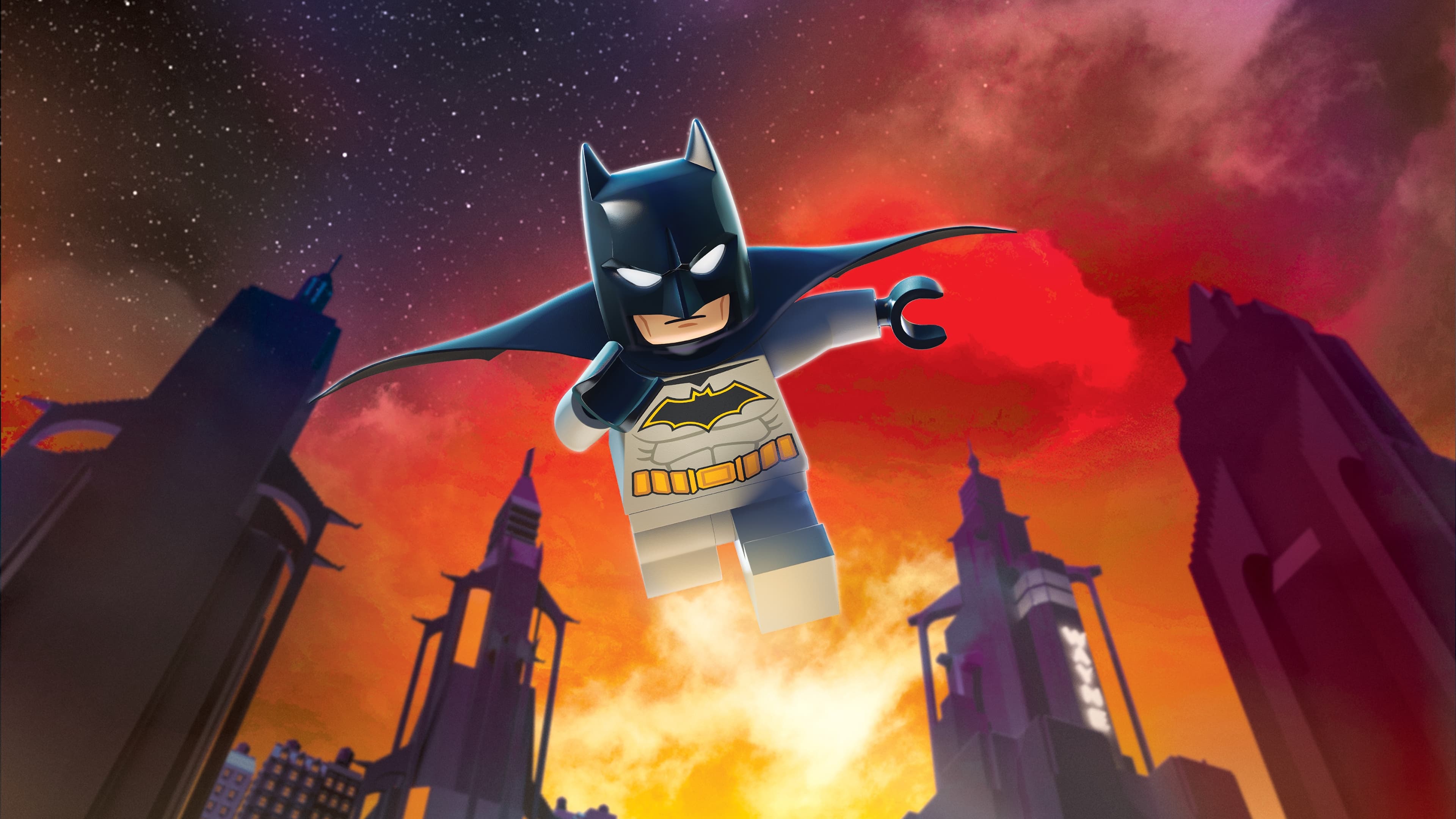 The LEGO Batman Movie, LEGO Batman, Batman, Sprung, Gotham City, Feuerroter Himmel, 2160p Wallpaper