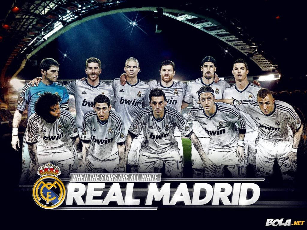 Real Madrid, Mannschaft, Mannschaftsfoto, Stadion, Nacht, Hintergrundbild fürs Tablet
