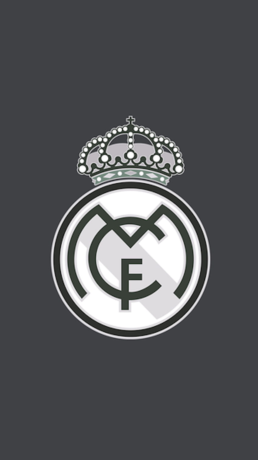 Real Madrid, Weißes Wappen, Grauer Hintergrund, Minimalistisch, Sperrbildschirm fürs iPhone