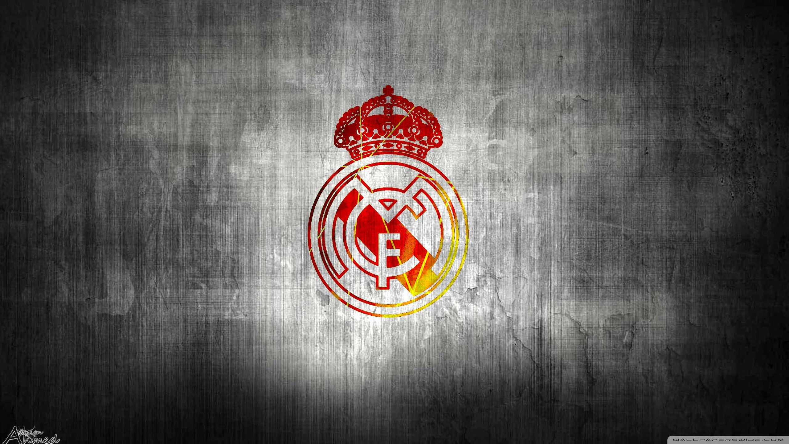Real Madrid, Wappen, Grauer Hintergrund, Grunge, 2K Wallpaper