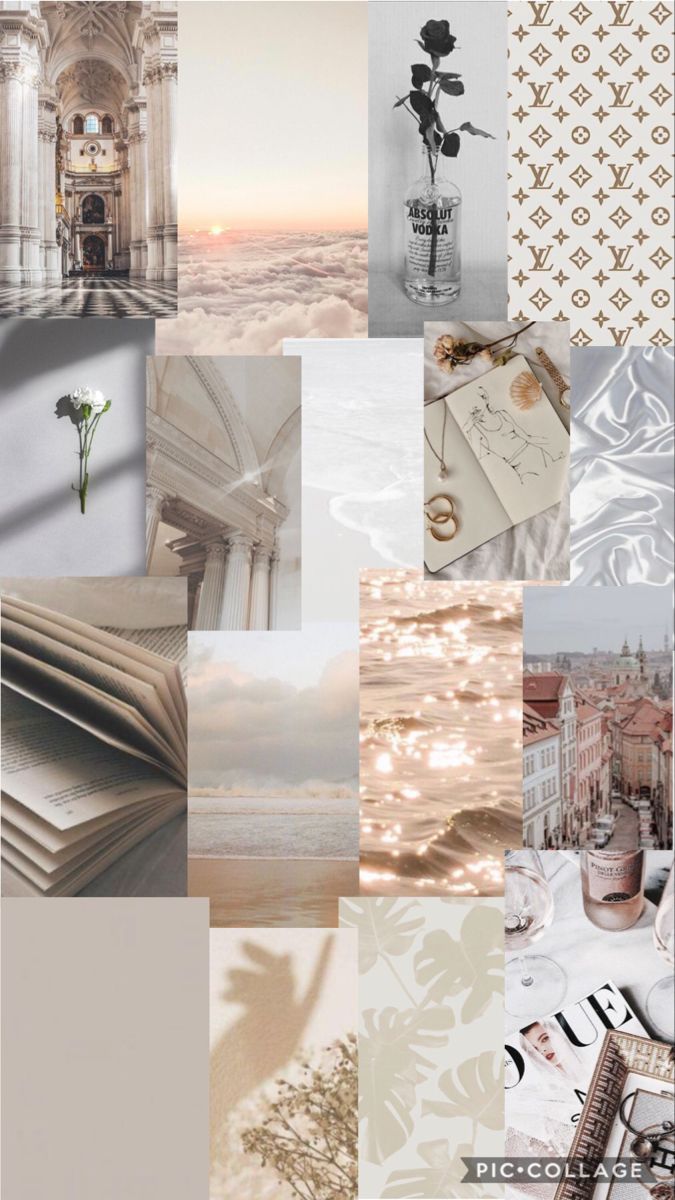 Collage, Ästhetik, Neutrale Töne, Moodboard, Fotos, Hintergrundbild für iPhone und Android