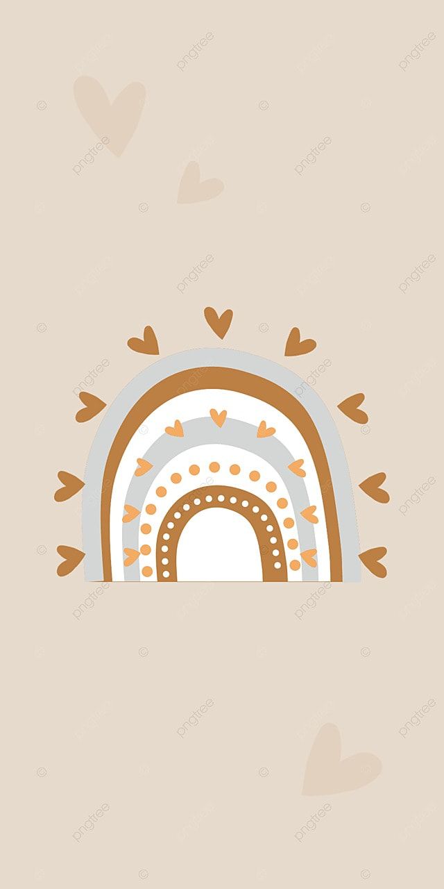 Boho-Regenbogen, Herzen, Beige, Minimalismus, Illustration, Hintergrundbild fürs Handy