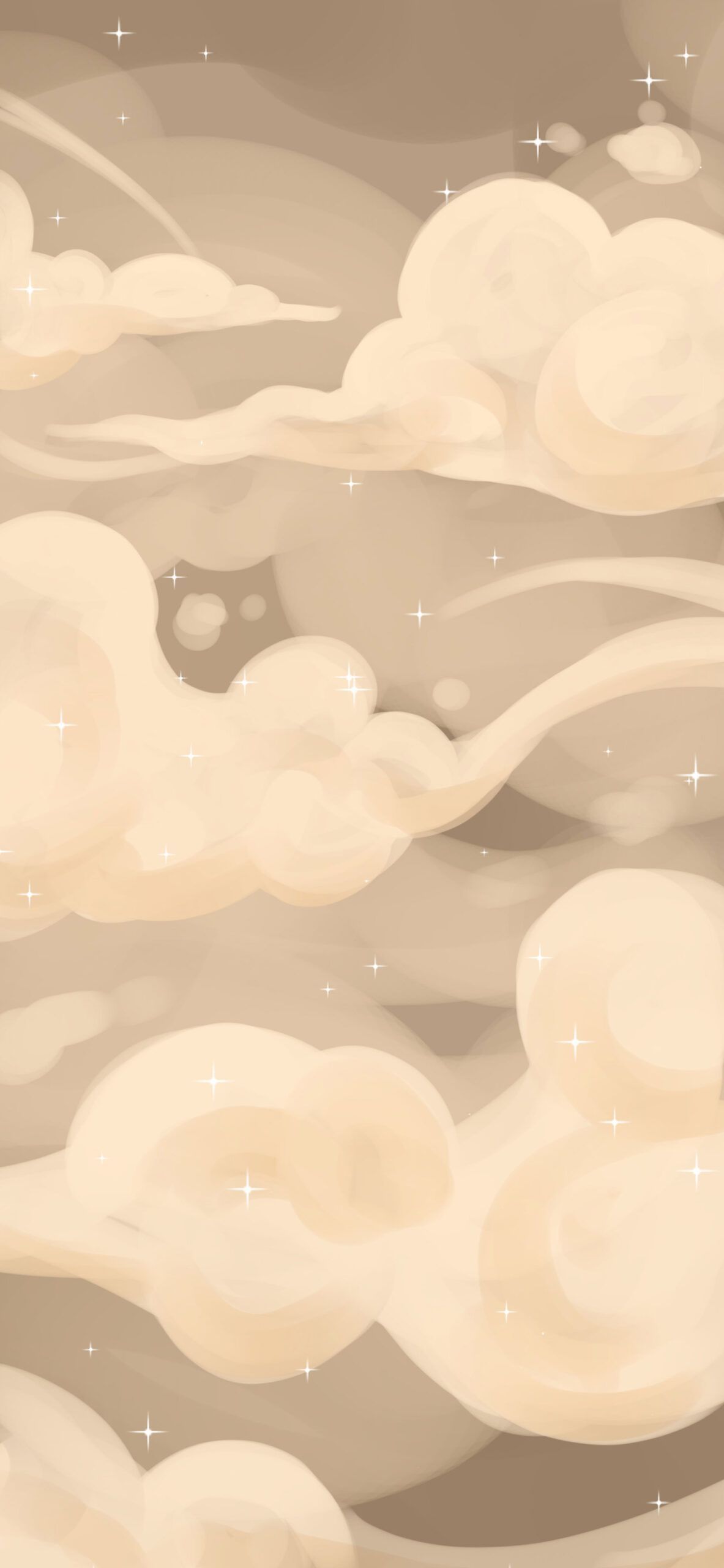 Wolken, Illustration, Beige, Asiatischer Stil, Pastellfarben, Full HD, Handy-Hintergrundbild