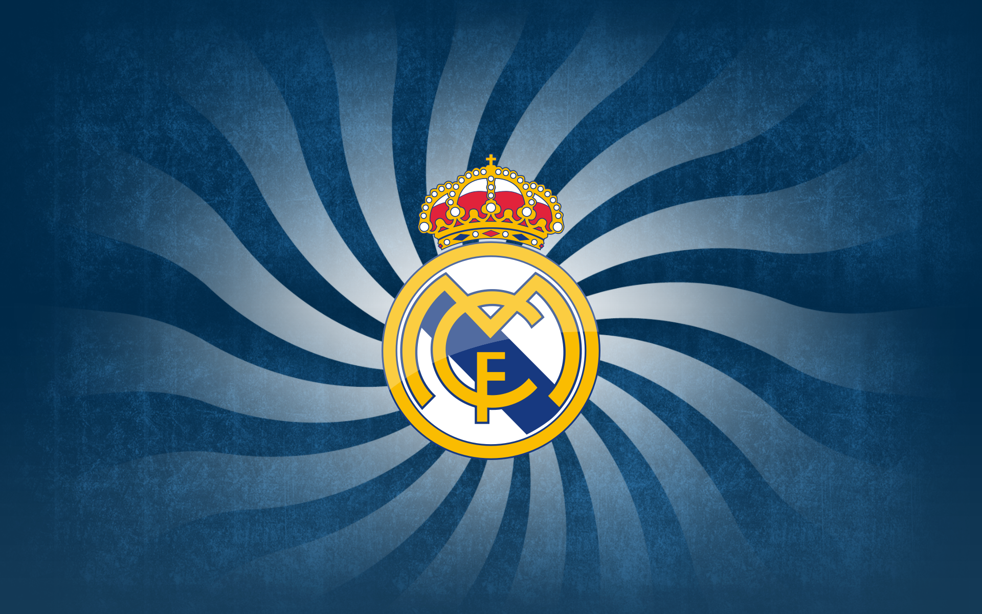 Real Madrid, Wappen, Blaue Spirale, Strahlen, 16:10, Full-HD-Hintergrundbild für den Desktop