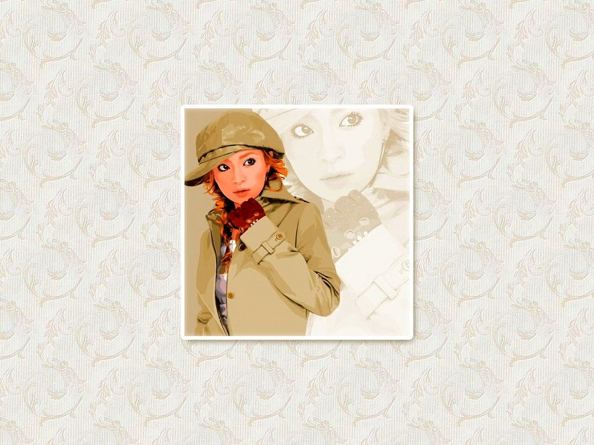Foto-Rahmen, Frau mit Mütze, Ornamentmuster, Vintage, Hell, Hintergrundbild fürs Tablet