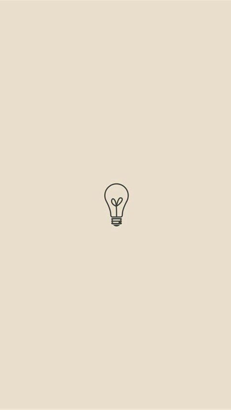 Glühbirne, Icon, Minimalismus, Sandfarben, HD, Hintergrundbild fürs Handy