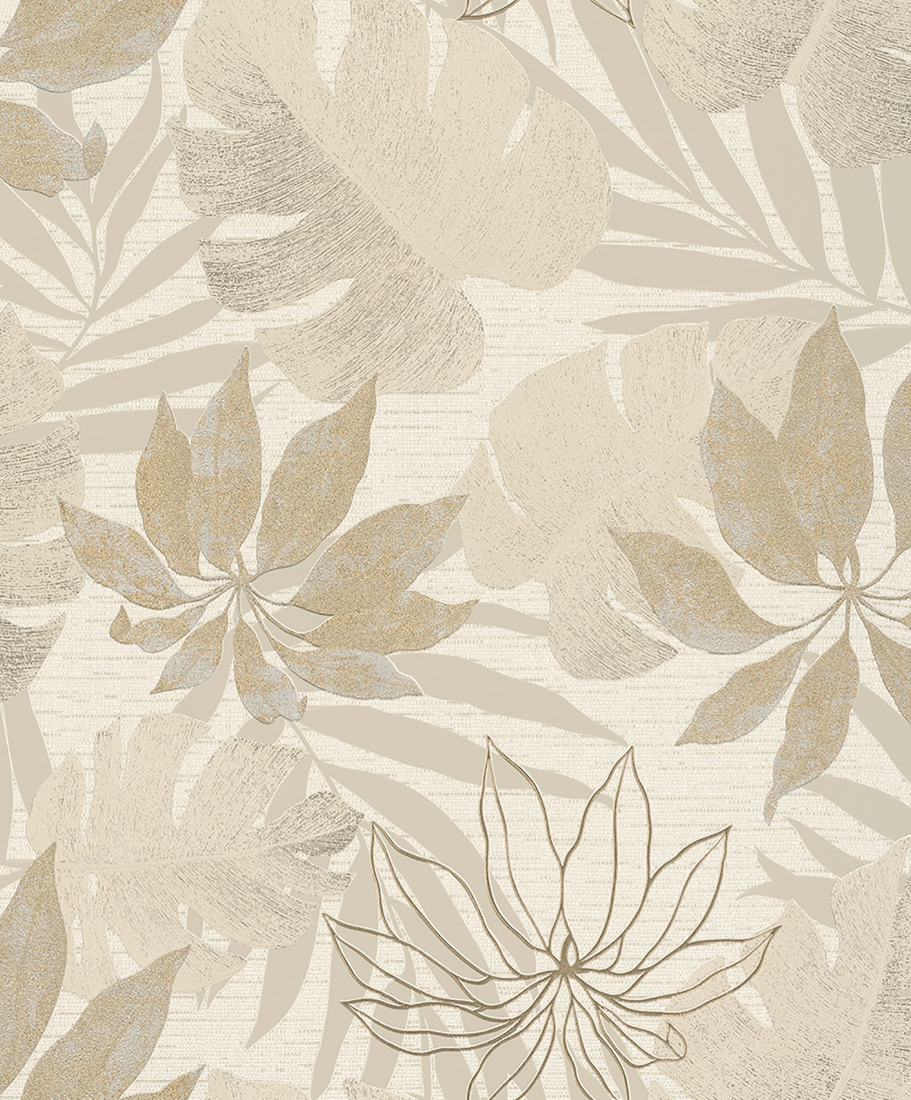 Blätter, Botanisches Muster, Tropenblätter, Hell, Grau-Beige, QHD+, iPad-Hintergrundbild