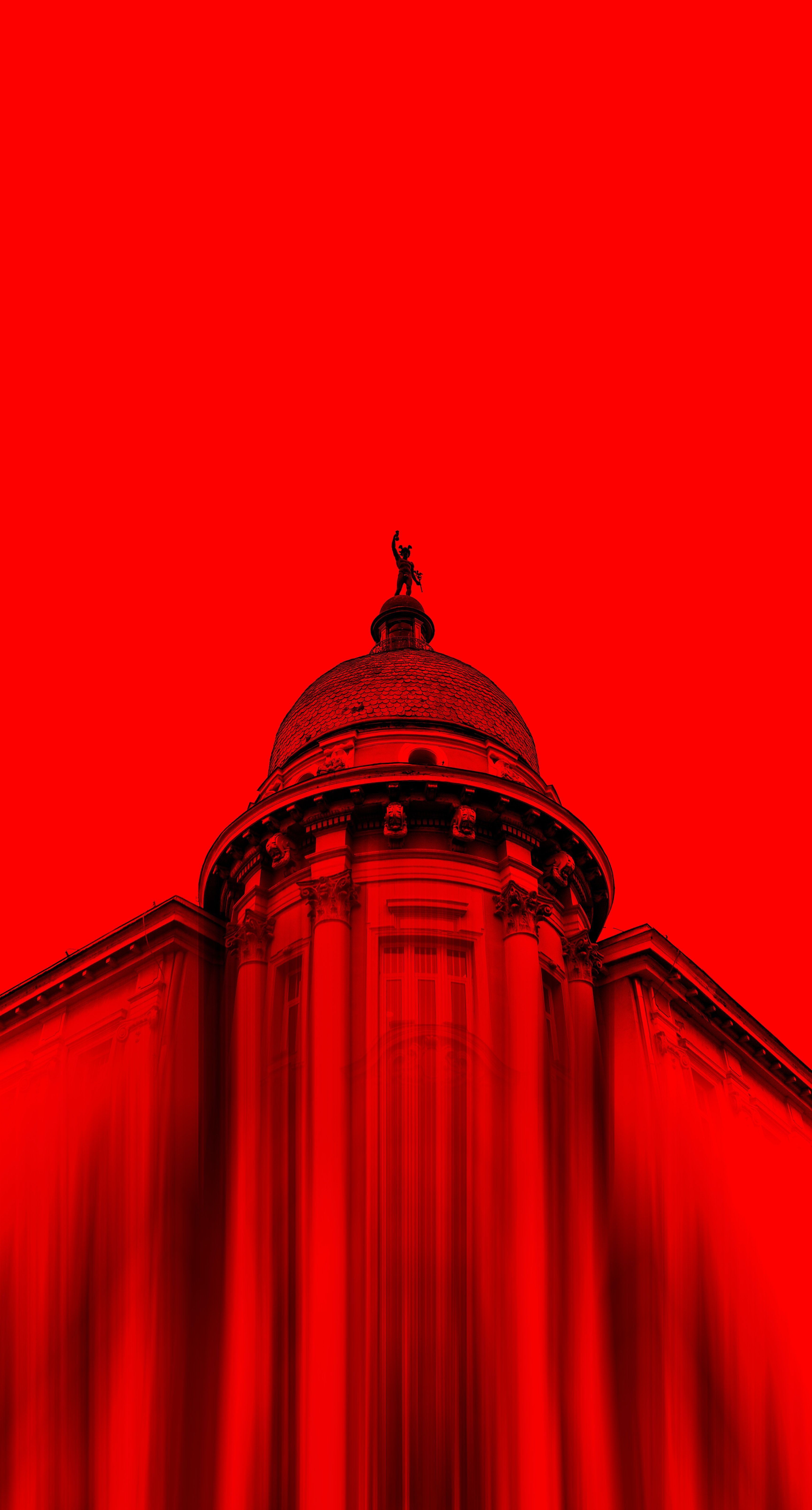Kuppel, Turm, Architektur, Roter Himmel, Froschperspektive, Hintergrundbild fürs Handy