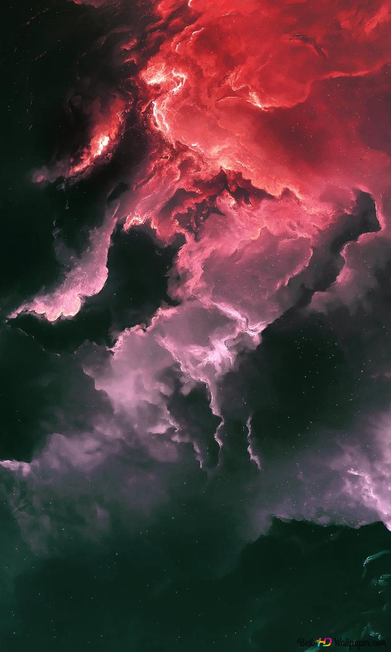 Wolken, Sturm, Dramatischer Himmel, Rosa Licht, Dunkle Stimmung, Android-Hintergrundbild