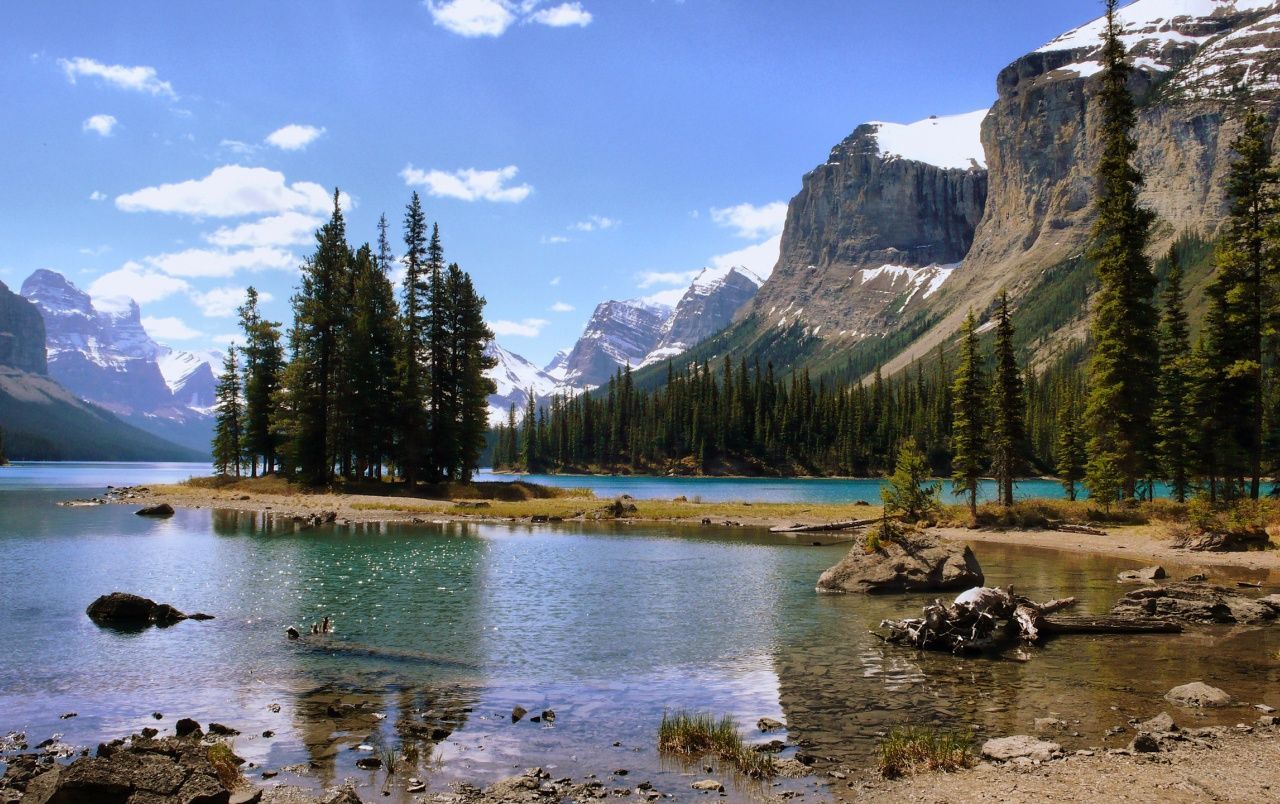 Spirit Island, Maligne Lake, Jasper-Nationalpark, Kanada, Nadelbäume, HD, Desktop-Hintergrund