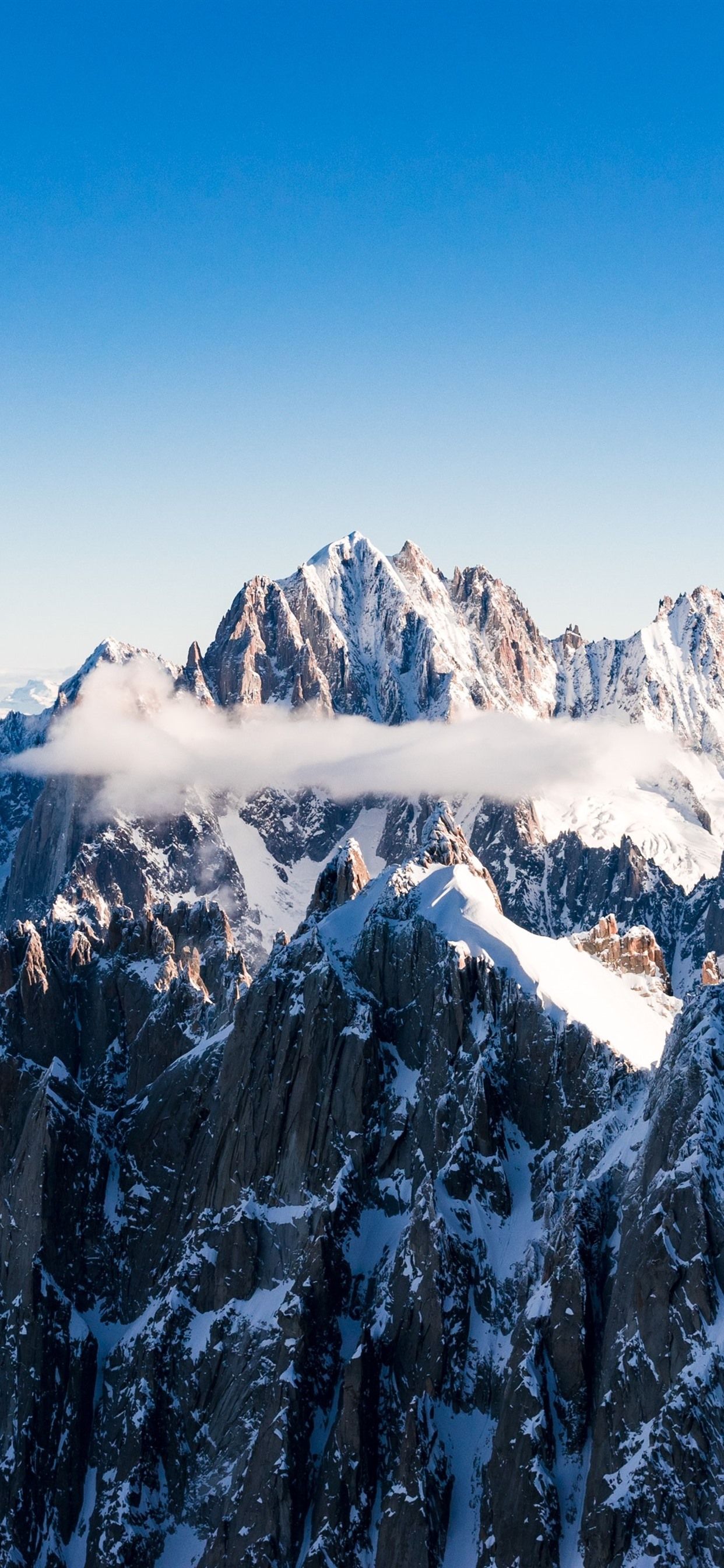 Felsgipfel, Wolken, Schnee, Blauer Himmel, Hochgebirge, Full HD, Hintergrundbild fürs Handy