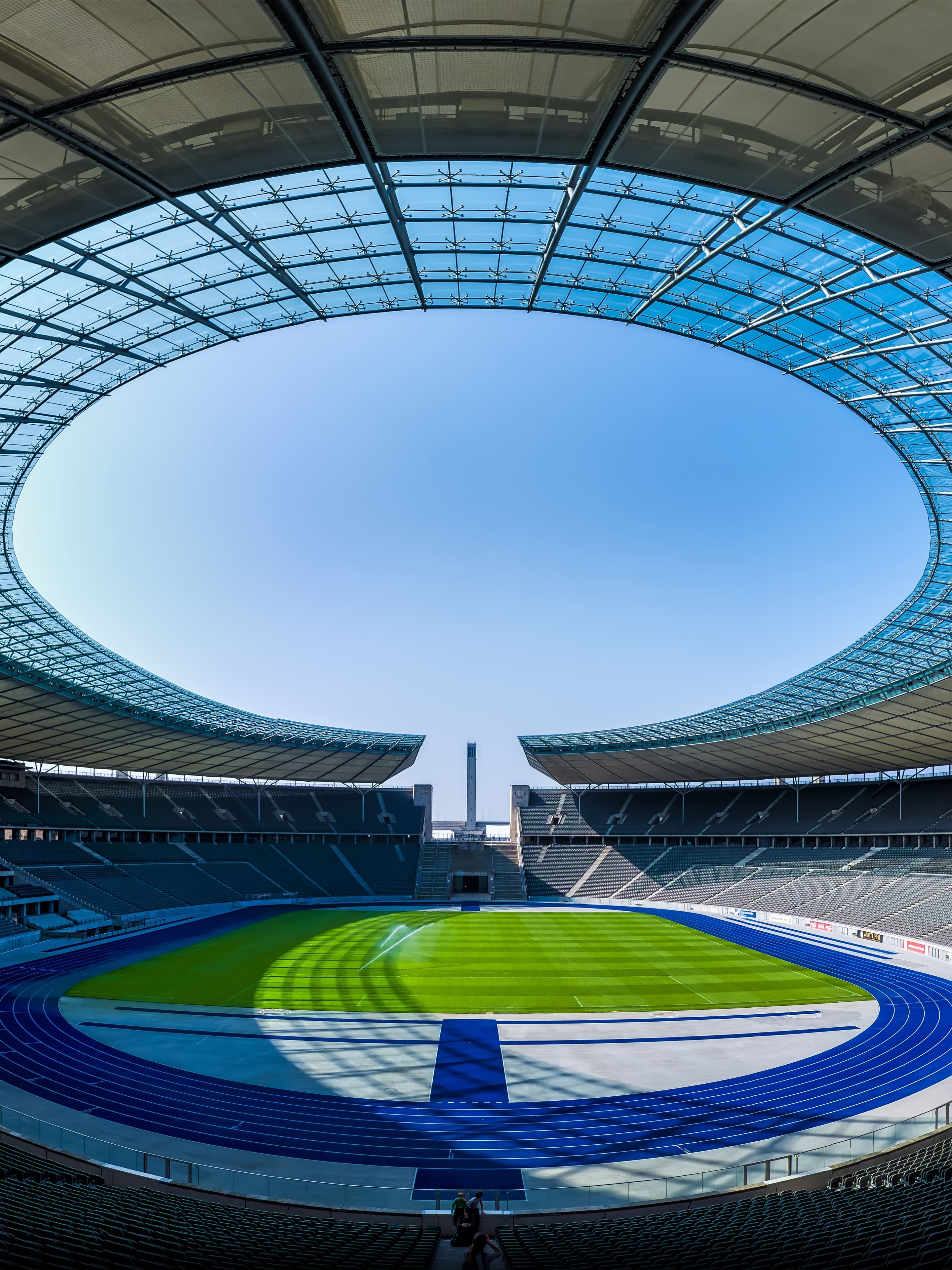 Olympiastadion Berlin, Berlin, Stadion, Dach, Laufbahn, Symmetrie, Hintergrundbild fürs Tablet