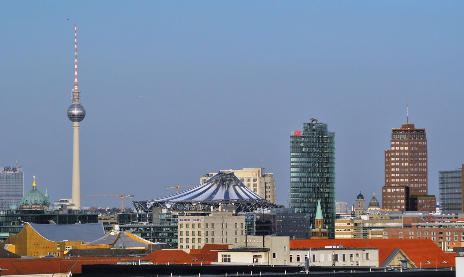 Potsdamer Platz, Sony Center, Berliner Fernsehturm, Berlin, Hochhäuser, Skyline, HD-Desktop-Hintergrund