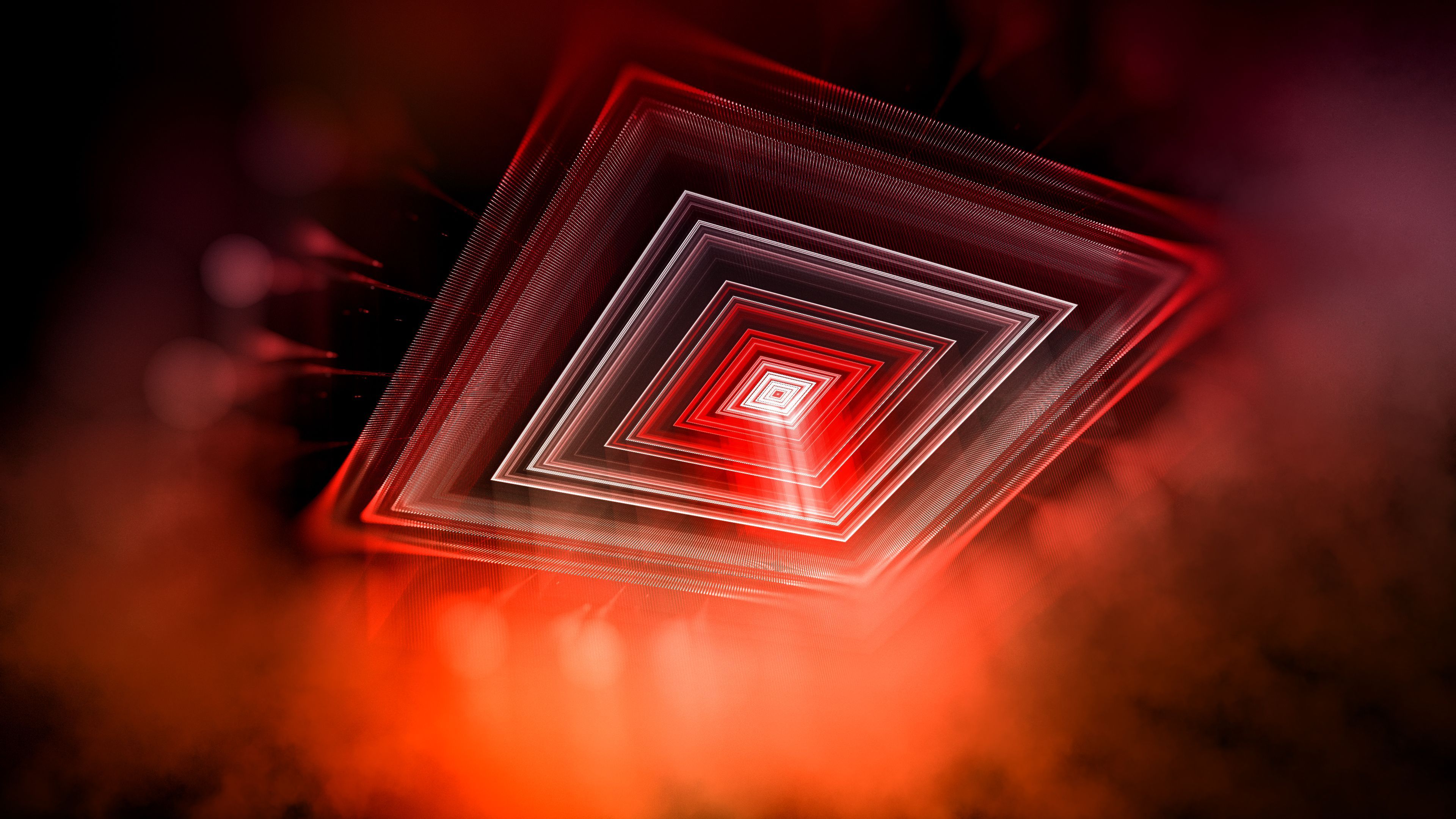Abstrakt, Quadrate, Tunnel, Rauch, 3D, 3840x2160, 4K-Hintergrundbild für PC