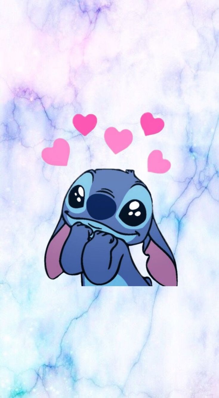 Stitch, Lilo & Stitch, Herzen, Marmor, HD, Handy-Hintergrund im Hochformat