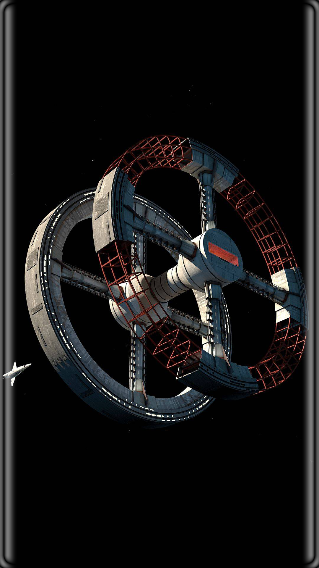 Raumstation, Science-Fiction, Schwarz, Full HD, Handy-Hintergrund im Hochformat