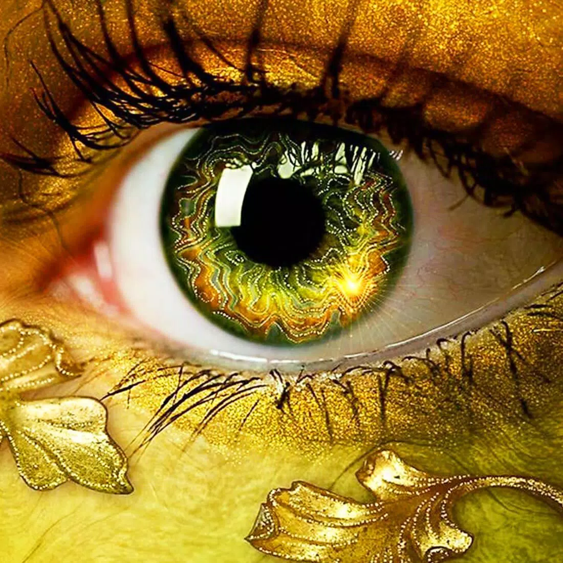 Auge, Gold, Nahaufnahme, Grüne Iris, Hintergrundbild für iPad und Tablet
