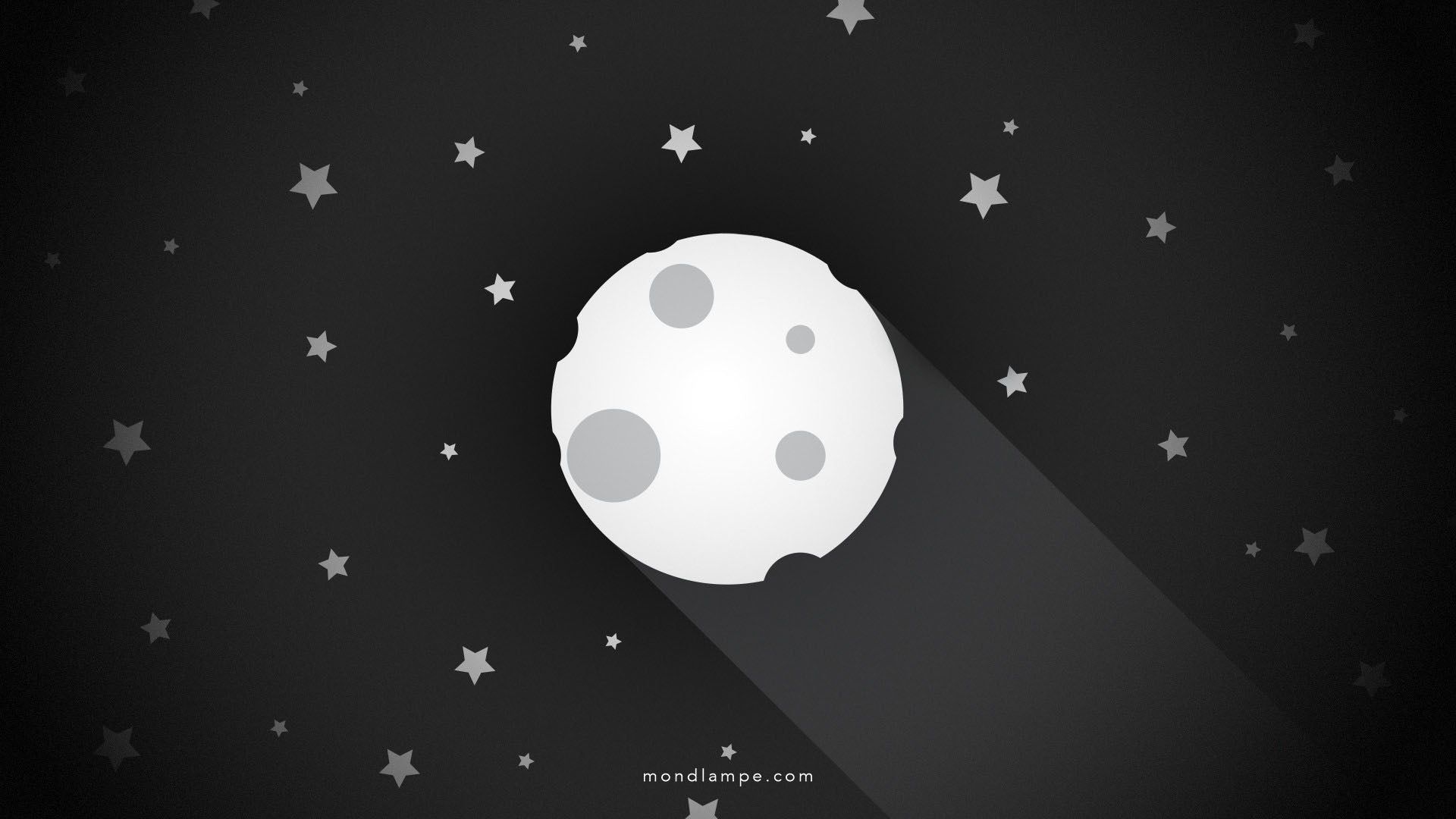 Mond, Sterne, Flaches Design, Schwarz, 1920x1080, Full-HD-Hintergrundbild für PC