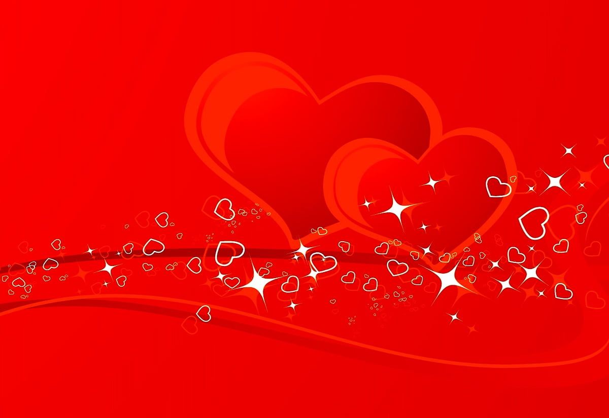 Herzen, Valentinstag, Liebe, Roter Hintergrund, Wallpaper