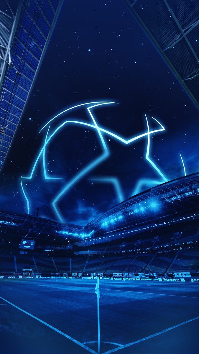 UEFA Champions League, Logo, Stadion, Blau, Hintergrundbild für iPhone und Android