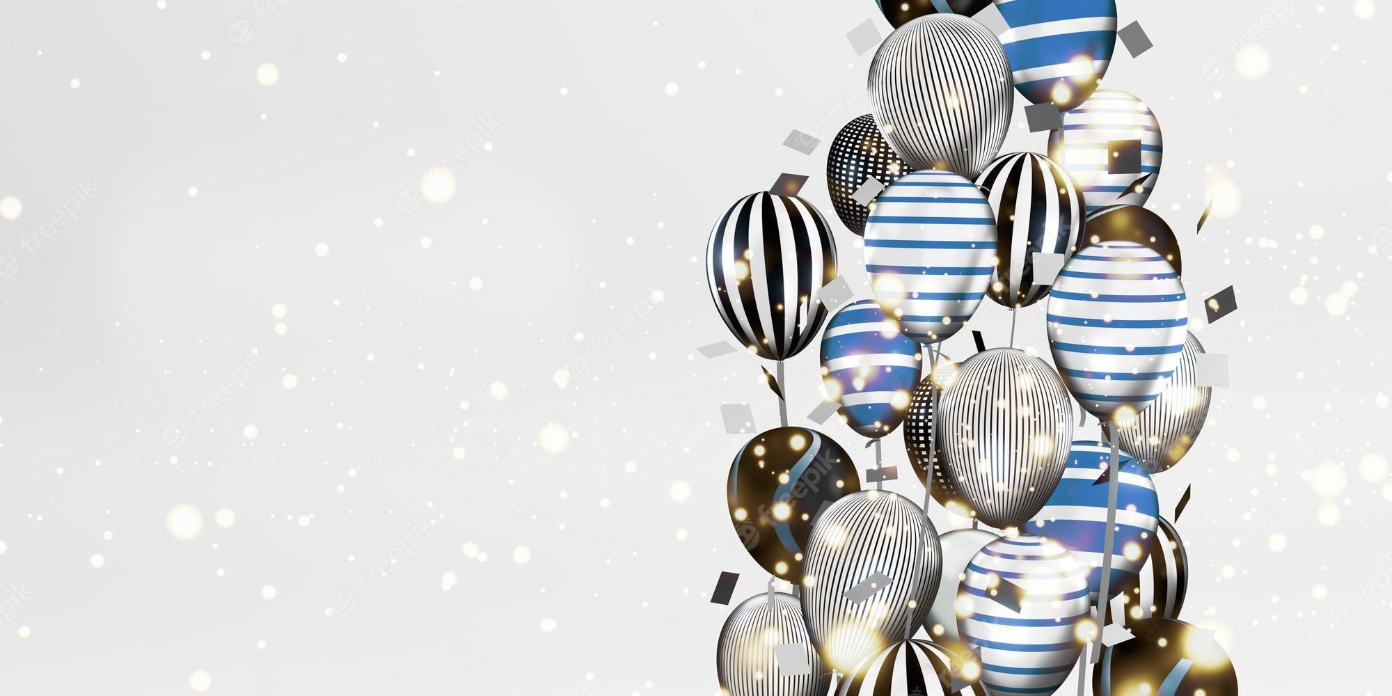 Luftballons, Gestreift, Konfetti, Feier, Full HD, Desktop-Hintergrund für Windows