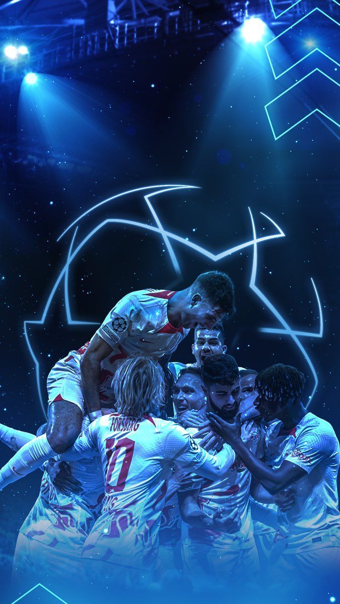 UEFA Champions League, Fußballspieler, Jubel, Blau, Hochformat, Hintergrundbild fürs Smartphone