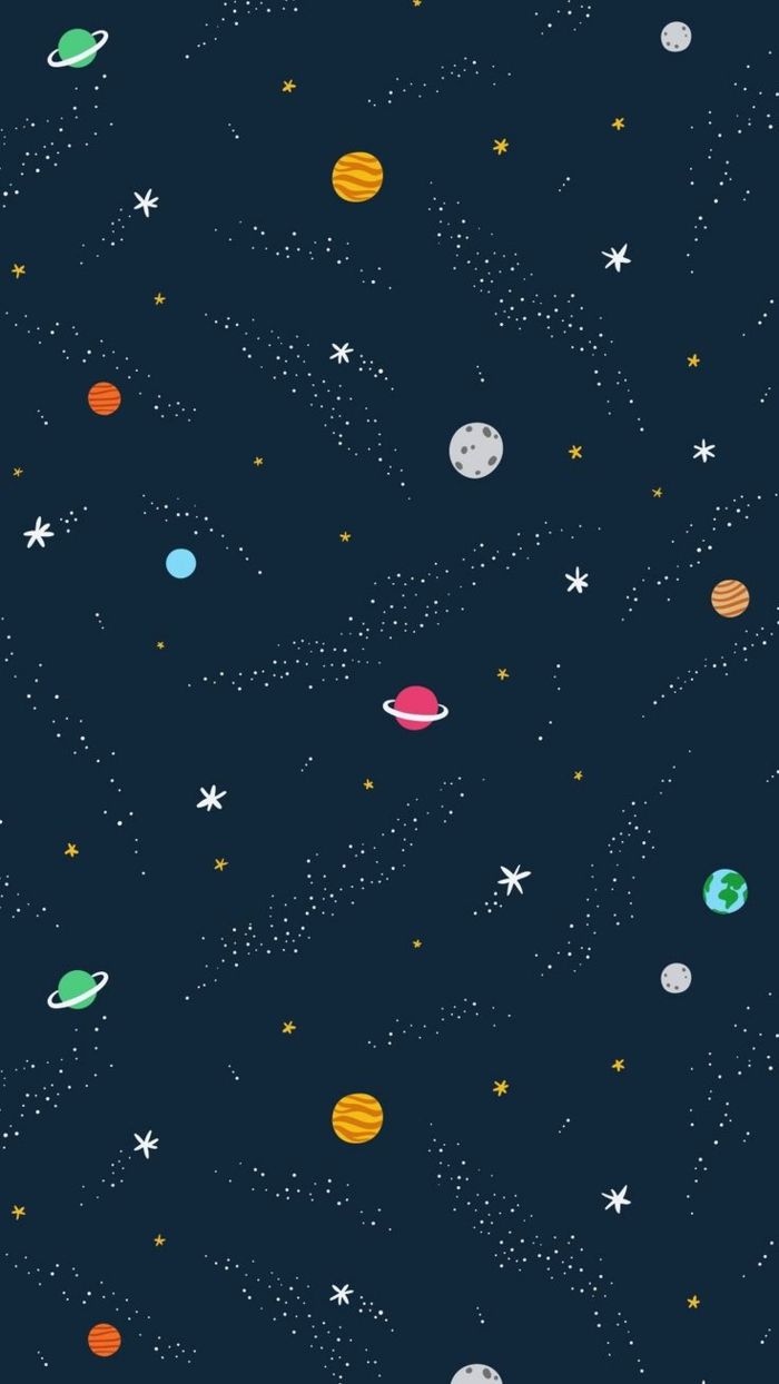 Planeten, Sterne, Weltall, Muster, Dunkelblau, Hochformat, Hintergrundbild fürs Smartphone