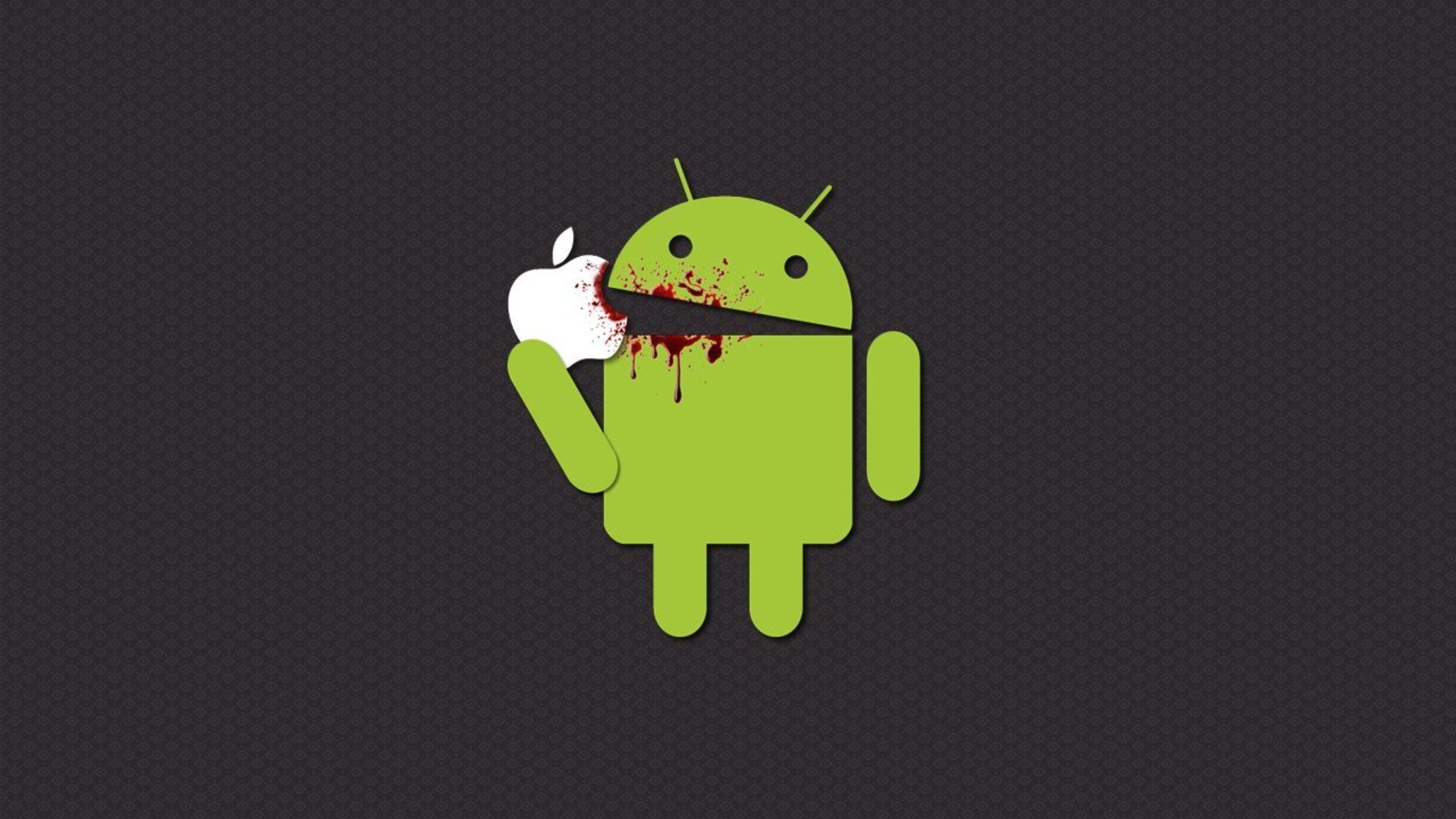 Android, Apple-Logo, Humor, Grau, Full HD 1080p, Desktop-Hintergrundbild
