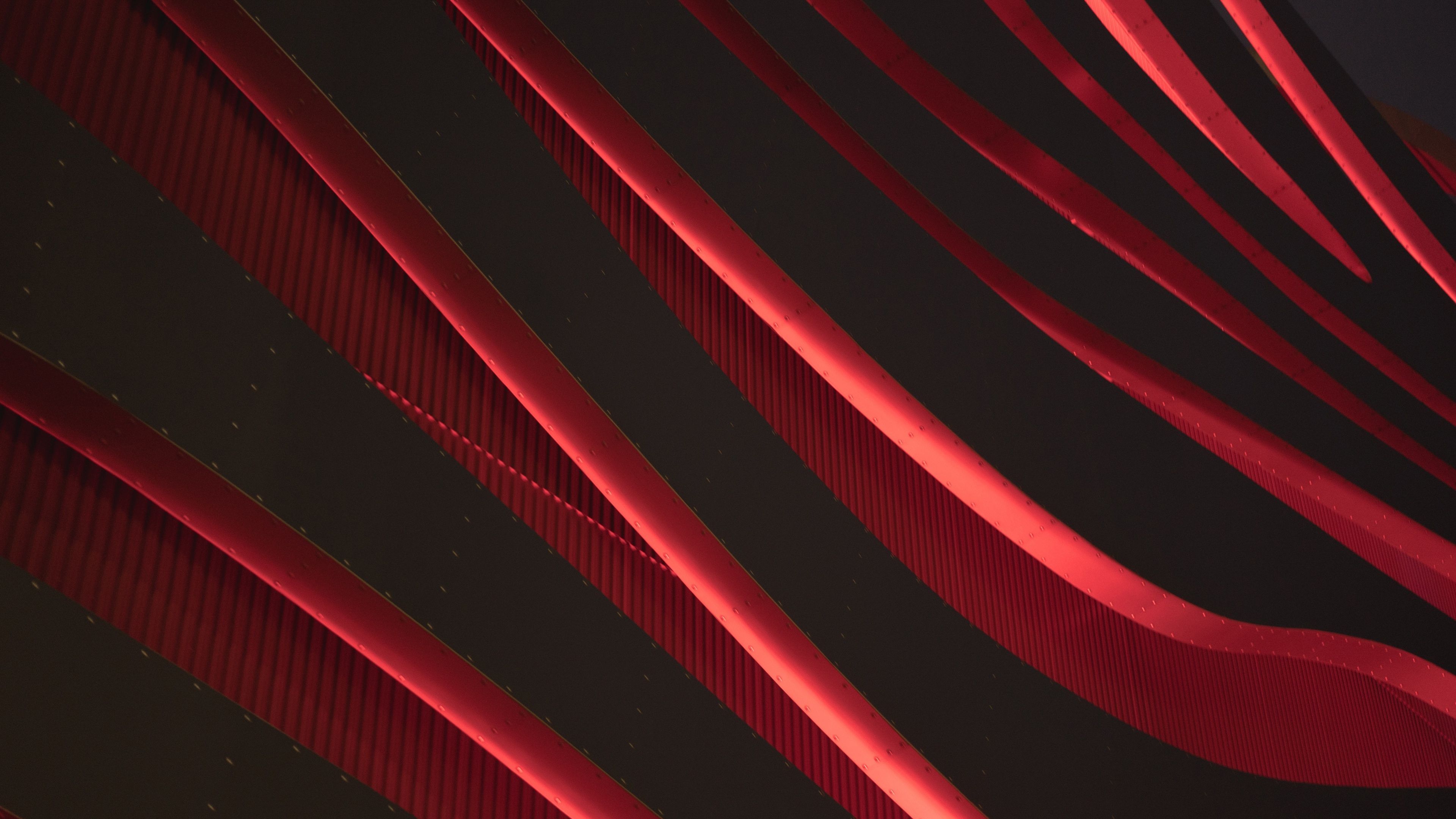 Abstrakt, Wellenlinien, Bänder, Schwarz-Rot, 16:9, 4K-Hintergrundbild für den Desktop