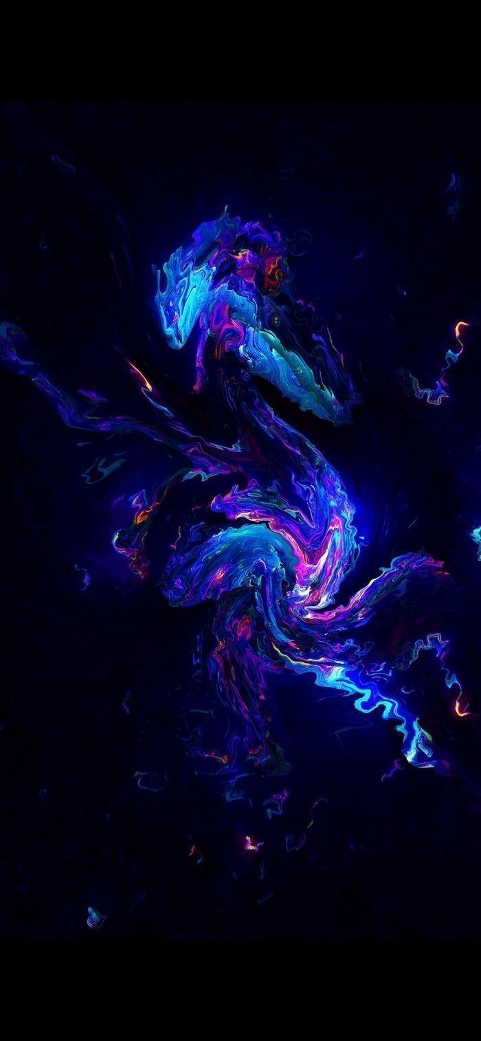Qualle, Neon, Dunkelblau, Abstrakt, Hochformat, Hintergrundbild für iPhone und Android