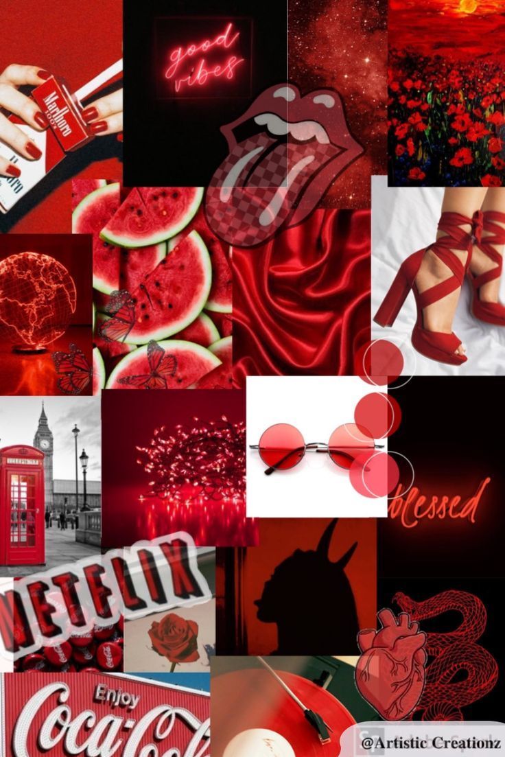 Netflix, Coca-Cola, Collage, Rote Ästhetik, Rolling Stones Zunge, HD, iPad-Hintergrundbild