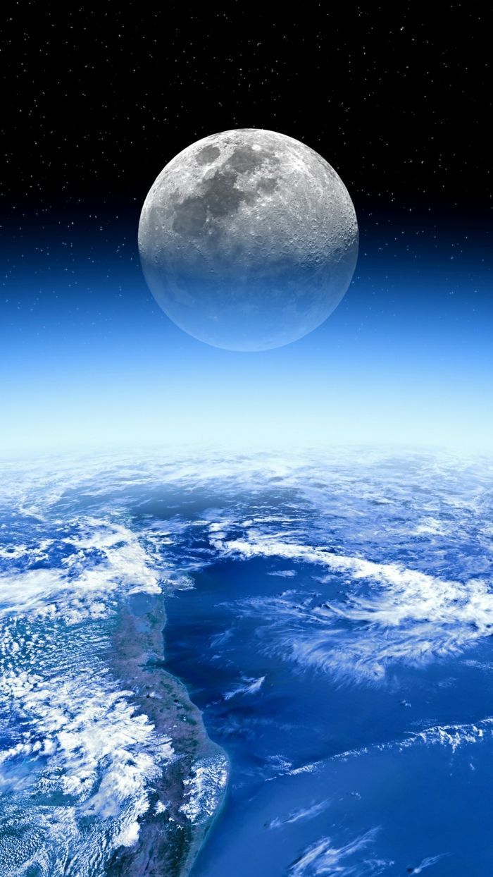 Mond, Erde, Weltall, Wolken, Hochformat, Hintergrundbild fürs Smartphone