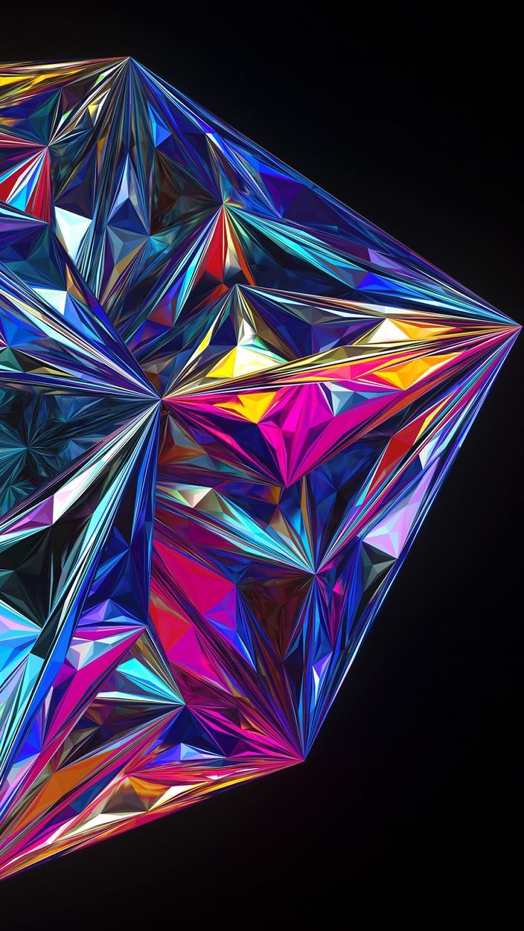 Kristall, Regenbogenfarben, Schwarzer Hintergrund, 3D-Kunst, Sperrbildschirm fürs iPhone