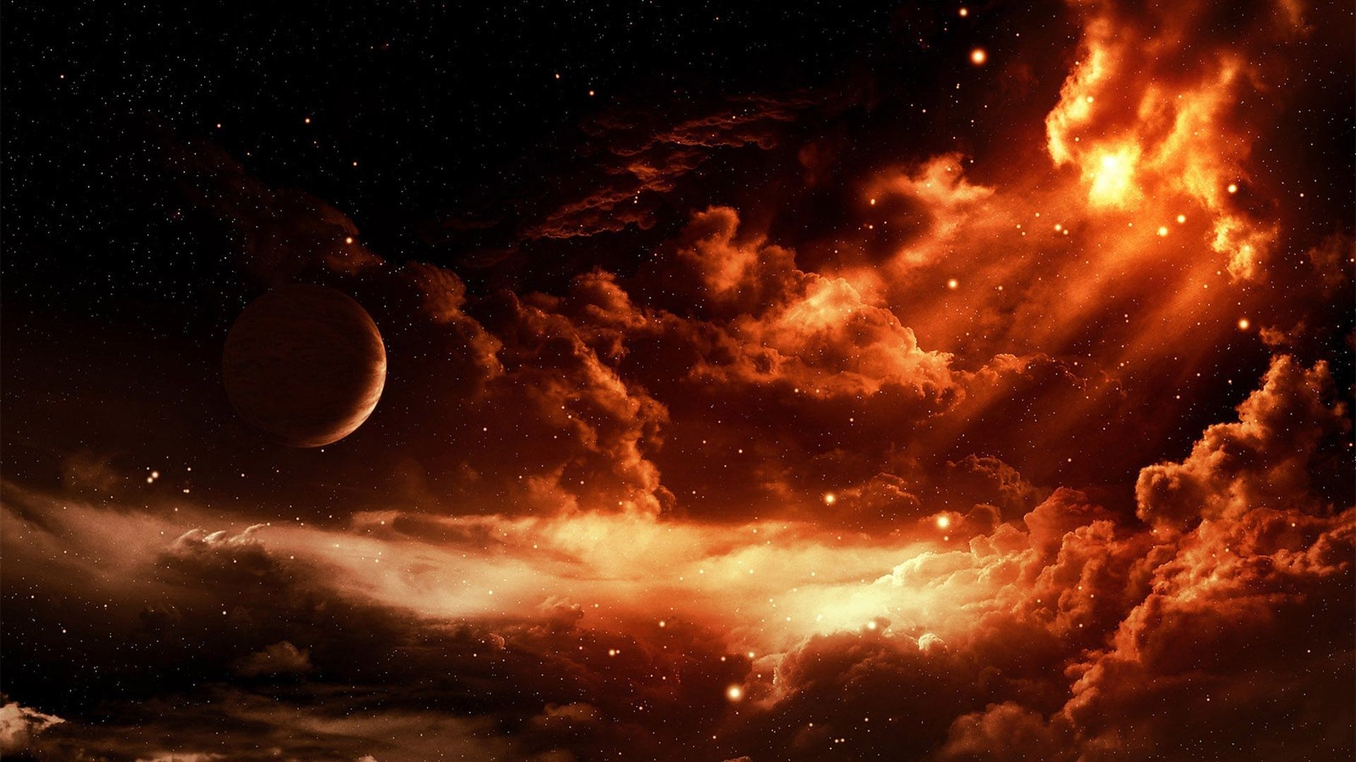 Weltall, Nebel, Planet, Sterne, Science-Fiction, 16:9, Full-HD-Hintergrundbild für den Desktop