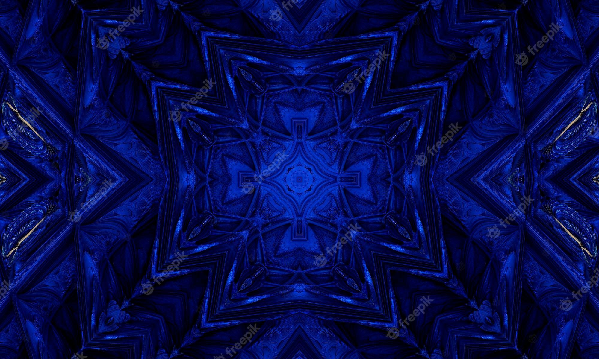 Kaleidoskop, Muster, Dunkelblau, Full HD, Desktop-Hintergrund für Windows