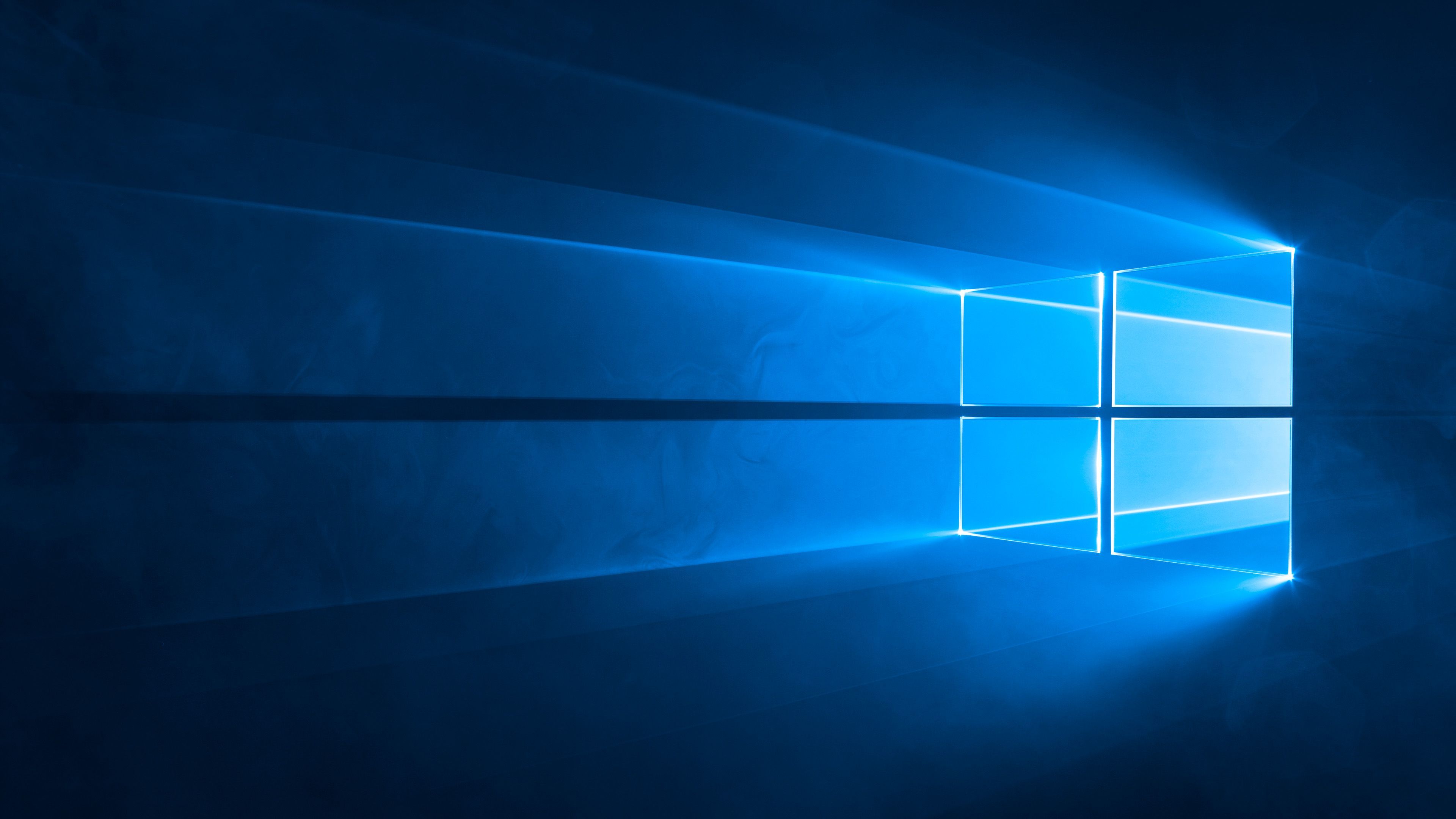 Windows 10, Logo, Lichtstrahlen, Blau, 4K, Hintergrund für den Desktop