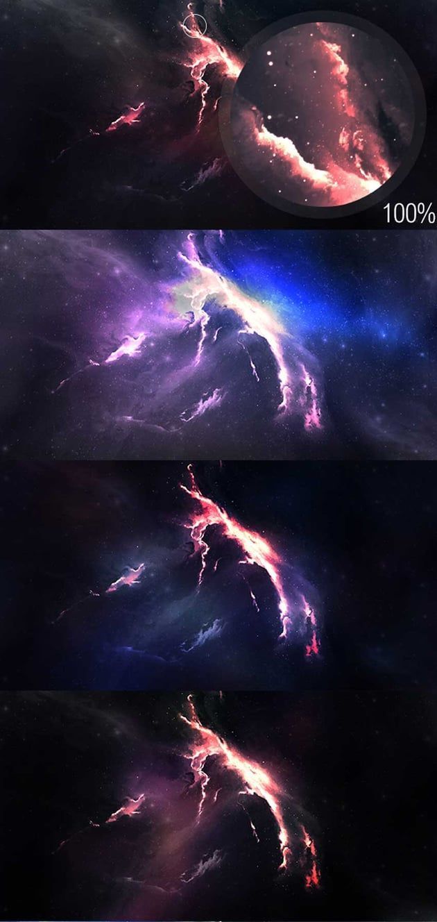 Blitze, Collage, Lila, Gewitter, Hintergrundbild für iPhone und Android