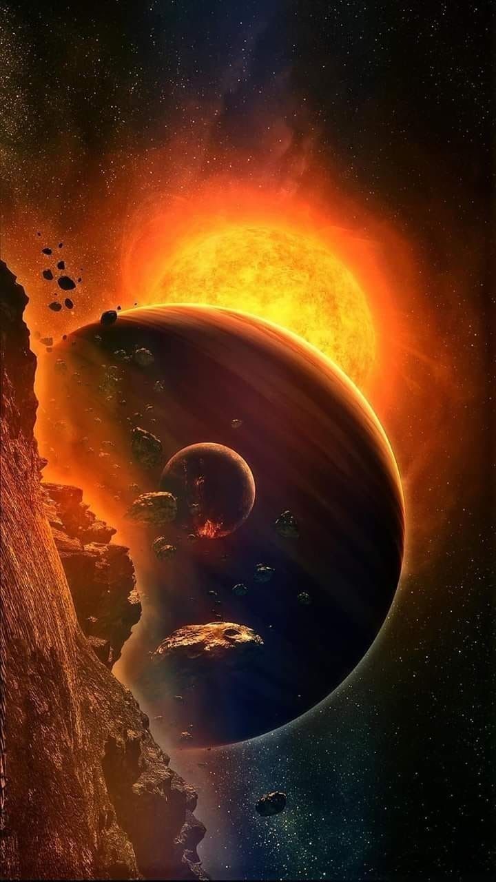 Planet, Feuer, Weltall, Orange, HD, Hintergrundbild fürs Handy