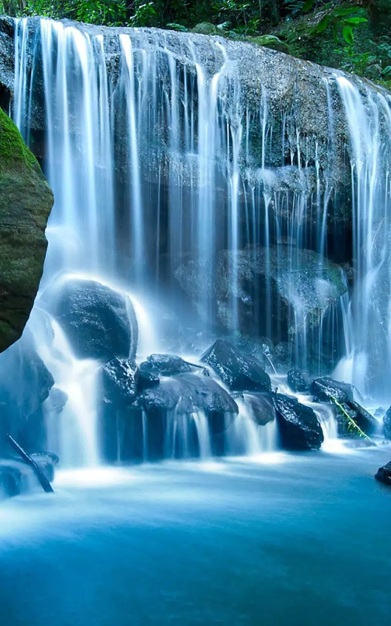 Wasserfall, Türkis, Felsen, Langzeitbelichtung, HD, Sperrbildschirm fürs iPhone