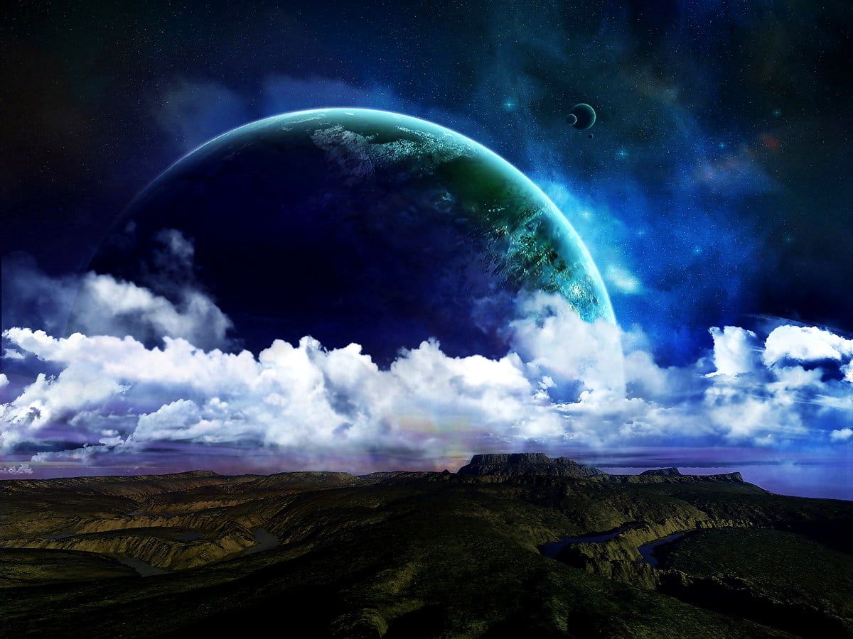 Planet, Wolken, Weltall, Sternenhimmel, Hintergrundbild für iPad und Tablet