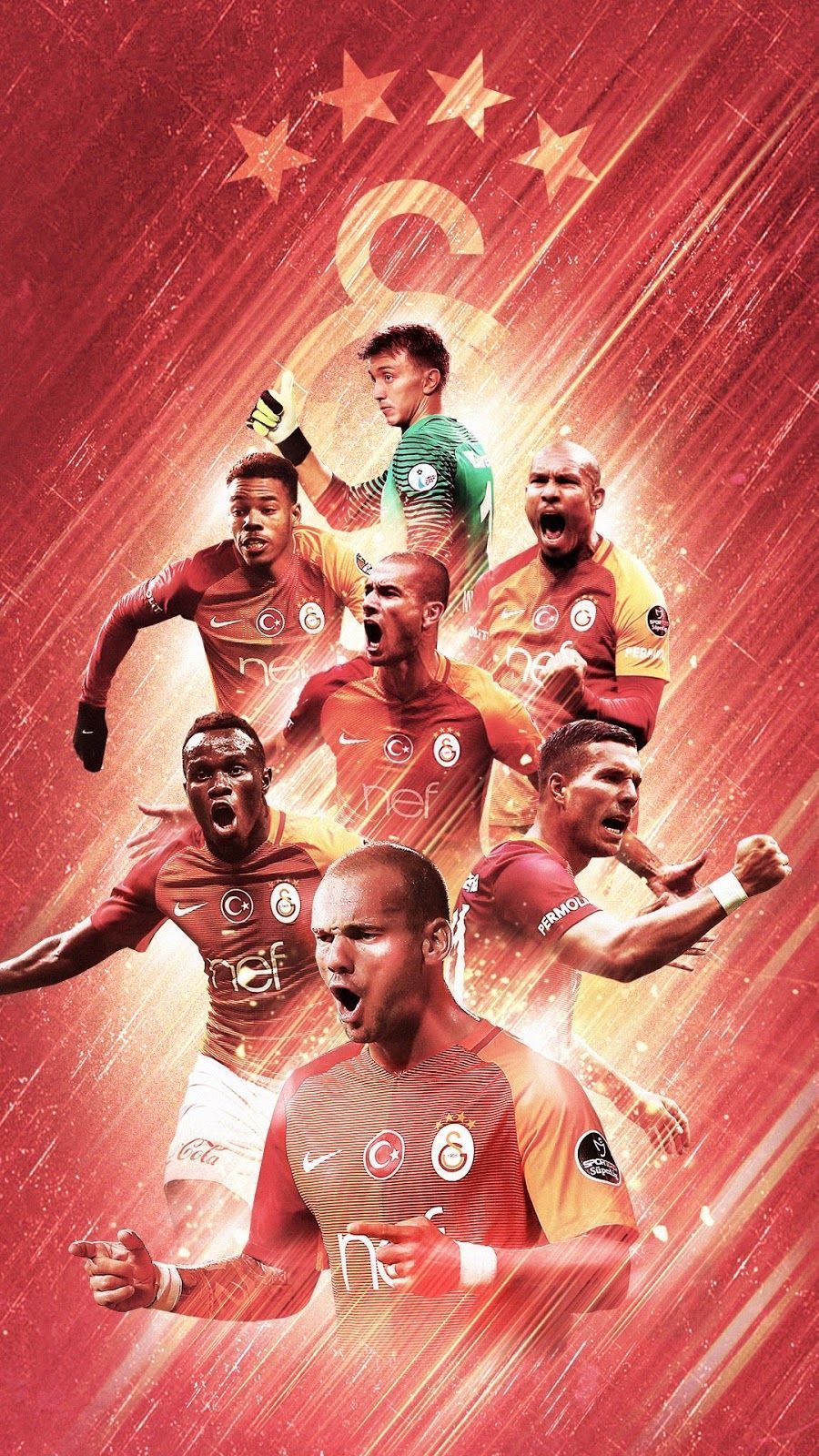 Galatasaray, Fußballmannschaft, Spieler, Rot, Sterne, HD, Sperrbildschirm fürs iPhone