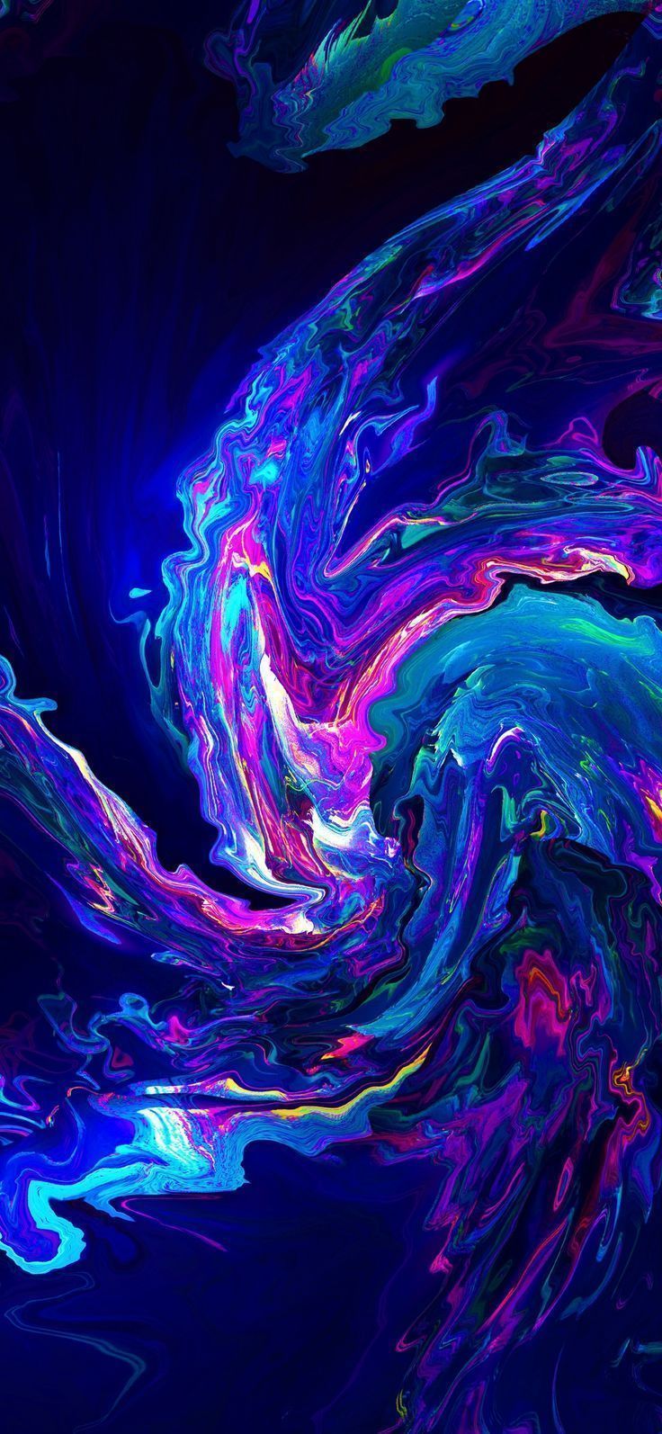 Flüssige Farbe, Neonwirbel, Blau und Pink, Abstrakt, HD, Handy-Hintergrund im Hochformat